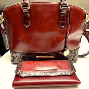 Dark Red Brahmin Purse & Matching Wallet
